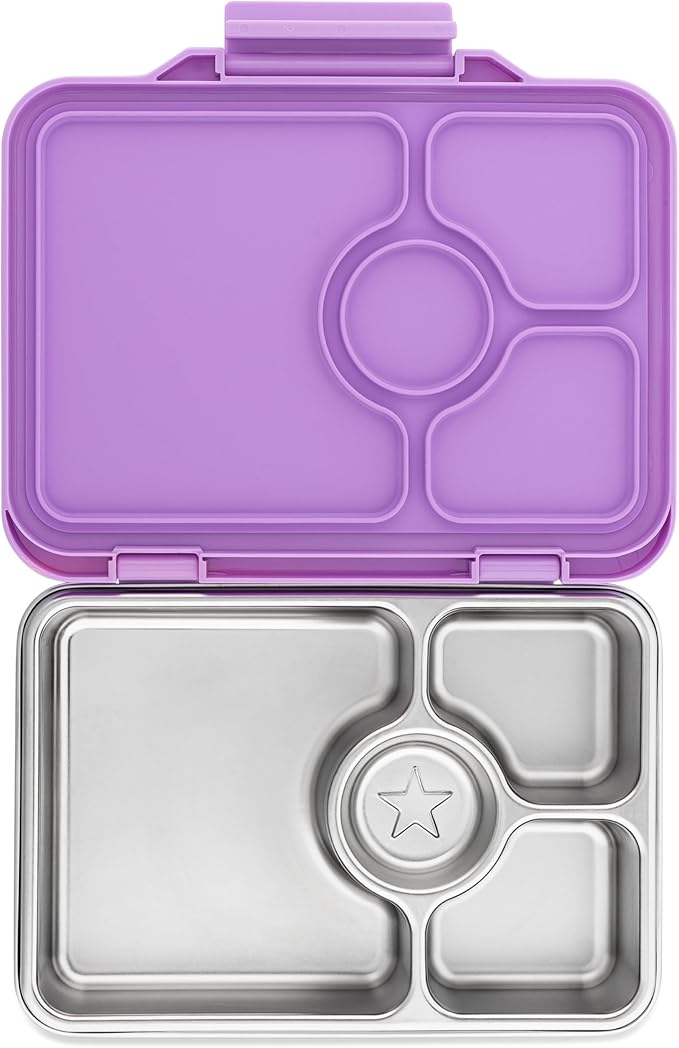 Yumbox Prêt Leakproof Stainless Steel Bento Lunch Box, 3.4 Cup Healthy Portion Size for Balanced Eating – Durable Lunch Container for Sandwiches & Snacks (Lavande Purple)