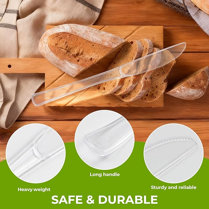 300 Count Clear Plastic Knives Disposable, Heavyweight Cutlery Sets Solid and Durable Plastic Silverware Utensils for Parties, Events and Everyday Use (Knives)