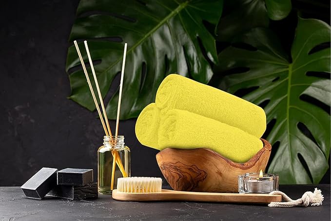 Softolle Salon Towels – Pack of 24 (16"x27") 100% Cotton Ring Spun – Ultra Soft, Highly Absorbent Hand Towels – Bulk for Spa, Gym & Salon (Yellow)