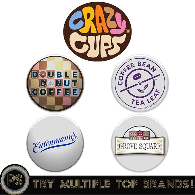 Crazy Cups Hot Chocolate and Cappuccino Single Serve Cups, Variety Pack Sampler For Keurig K Cup Brewers, includes Hot Cocoa from Grove Square and Crazy Cups, 50 Count