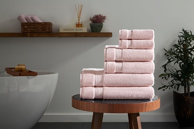 Ozdilek 6-Piece Bath Towel Set, 2 Bath, 2 Hand, 2 Wash100% Cotton Turkish Towels, 2 Bath Towels (30x60/550 GSM), 2 Hand Towels (16x30/575 GSM), 2 Washcloths (13x13/600 GSM) Towel Set (Mauve Pink)