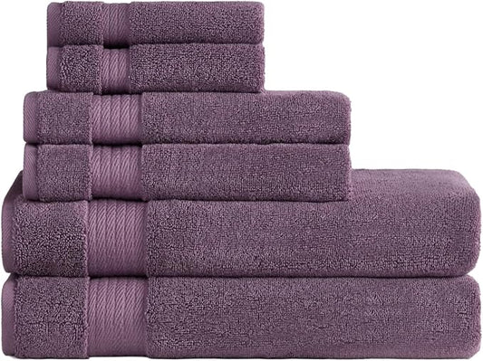 Ozdilek 6-Piece Bath Towel Set, 2 Bath, 2 Hand, 100% Cotton Turkish Towels, 2 Bath Towels (30x60/550 GSM), 2 Hand Towels (16x30/575 GSM), 2 Washcloths (13x13/600 GSM) (Orchid Purple)
