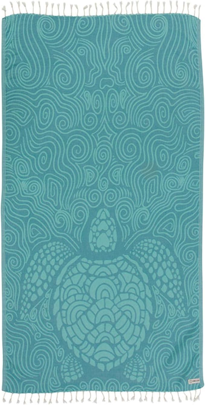 Sand Cloud Turkish Beach Towel - Sand Free - 100% Organic Turkish Cotton Yarn - Quick Dry Towel for Beach, Picnic, Blanket or Bath Towel - As Seen on Shark Tank - Marine Life (Swirl Turtle)