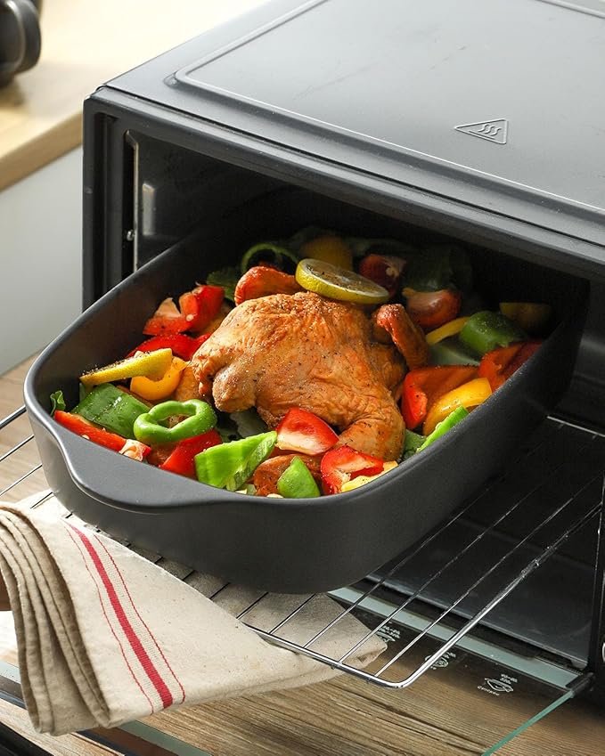 Casserole Dishes for Oven, Stoneware Baking Dishes Set of 3, Ceramic Baking Pan, Deep Rectangular Lasagna Pan, Farmhouse Bakeware Sets for Christmas Gift, (14.9"/12"/8.8"), Matte Black