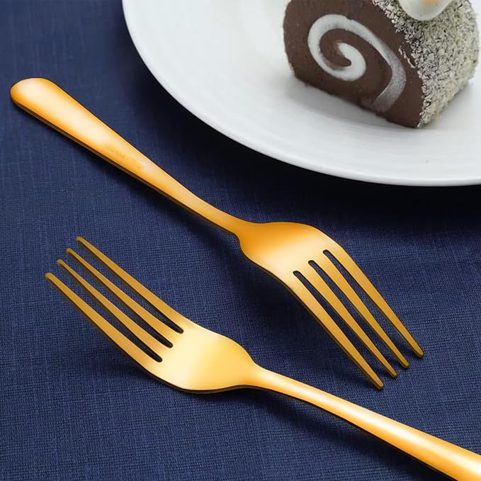 Gold Forks - 36-Piece Dinner Forks Set, 8 Inches Stainless Steel Silverware, Use for Home, Kitchen and Restaurant - Mirror Polished, Dishwasher Safe