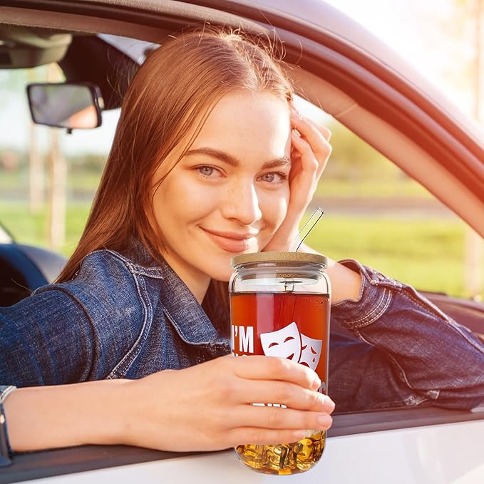 Musical Theater Gifts, Broadway Gifts for Directors, Actors, Music Teachers, Musicians on Birthday Christmas - 17 Oz Drinking Glass Iced Can Glass Cup (white-dramatic)