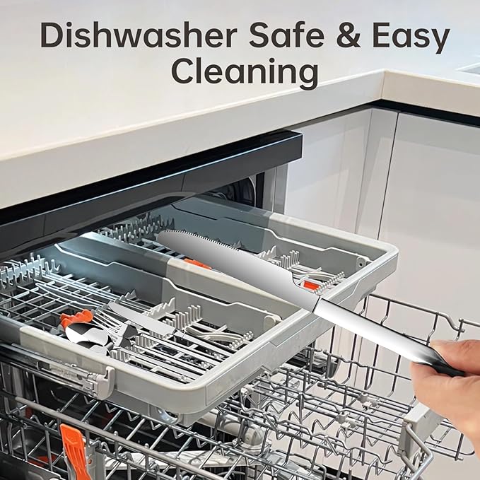 WANGYUANJI 20-Piece Stainless Steel Flatware Set, Service for 4 — 4 × 5-Piece Place Settings (Knife, Dinner Fork, Salad Fork, Dinner Spoon & Teaspoon), Mirror-Finish, Dishwasher Safe Silverware