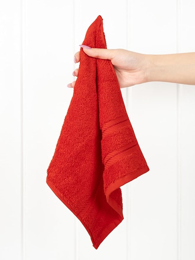 American Soft Linen Luxury Washcloths for Bathroom, 600 GSM 100% Cotton 4 Piece Turkish Wash Cloth Set, 13x13 in Soft Rags for Body and Face, Red Washcloths