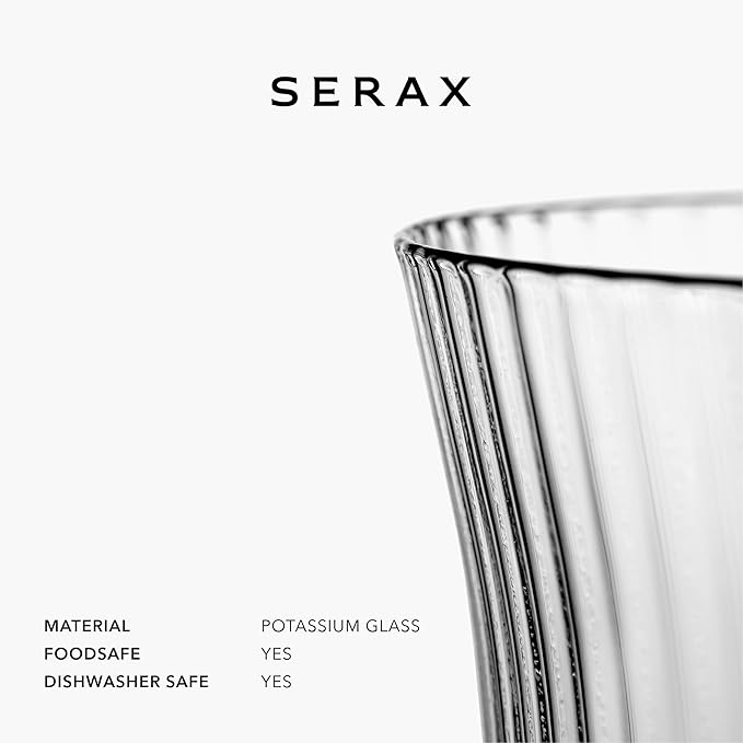 Serax Small Drinking Glasses Drinking Set of 4 | Inku Glassware by Sergio Herman | Clear Glass Tumbler Cups without Lids | Home Essentials, Cocktail Glasses | Drinks, Beer, Juice, Water