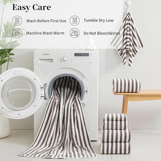 18-Piece Microfiber Bath Towels Set - 6 Bath Sheet, 6 Hand Towels, 6 Washcloths, Soft, Highly Absorbent Bathroom Towel, Quick Dry & Less Lint Shower towel for Bathroom, Hotel, Spa, Dorm-Dark Coffee