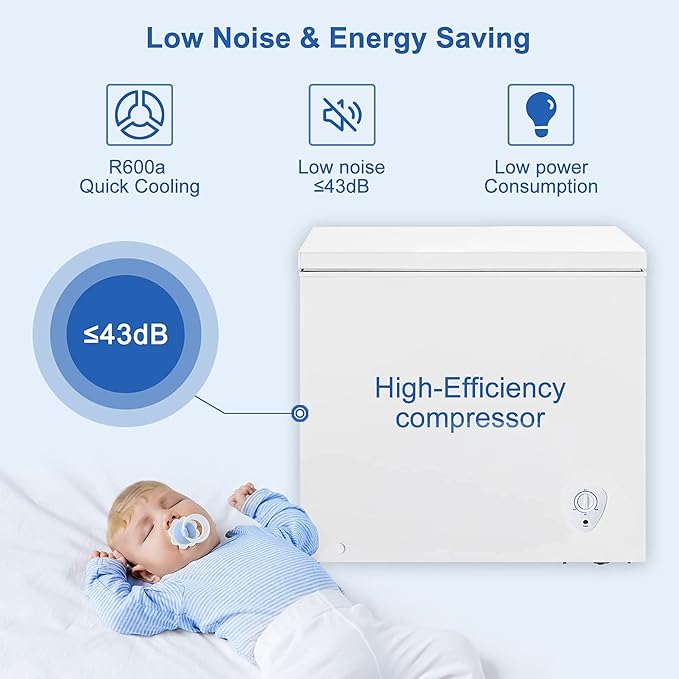 Deep Freezer 7 Cubic Feet, Chest Freezer 7.0 cu. ft, SMETA Freezer Chest Garage Ready, Freezing Machine for Home and Kitchen with Removable Basket Thermostat Control for Apartment, White