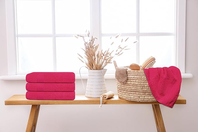 Premium Hand Towels Pack of 6 (16" x 30”) 100% Combed Ring Spun Cotton | Highly Absorbent Hand Towels Set | Ultra Soft for Home, Gym & Spa (Raspberry)