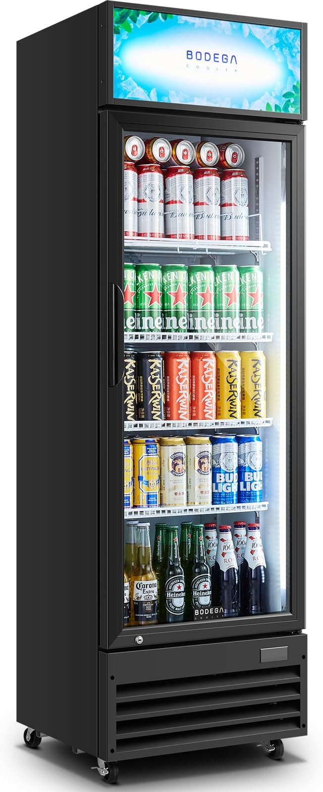 BODEGA BODEGACOOLER Commercial Beverage Refrigerator and Cooler, Commercial Merchandiser Refrigerator with Soft LED Light, Adjustable Shelves, Display Cooler with 192 cans & 120 bottles,9.0 Cu.Ft.
