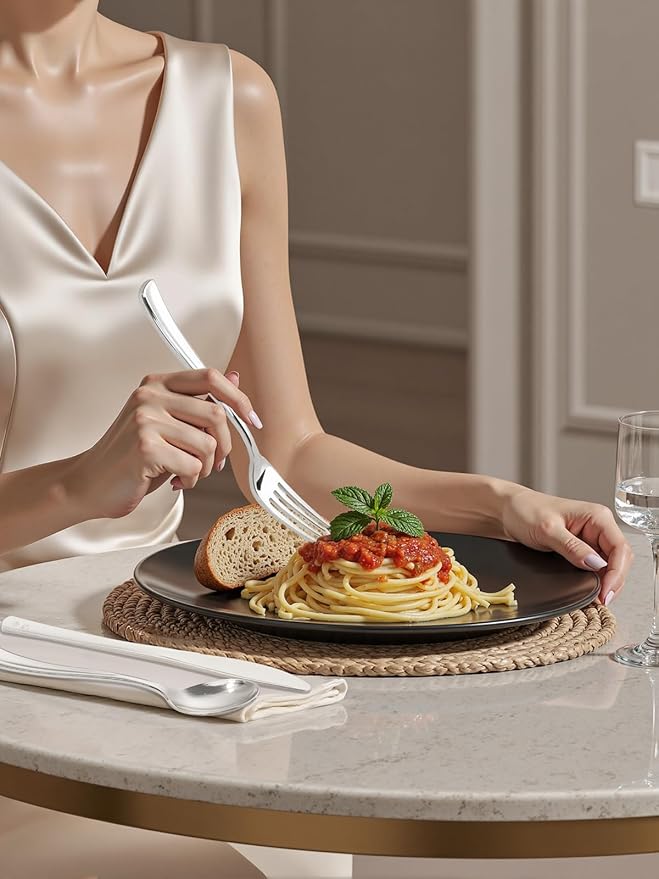 WDF 300PCS Silver Plastic Forks - Heavy Duty Plastic Forks Disposable - Sturdy&Durable Plastic Silverware Bulk for Wedding/Christmas Party/Daily Using