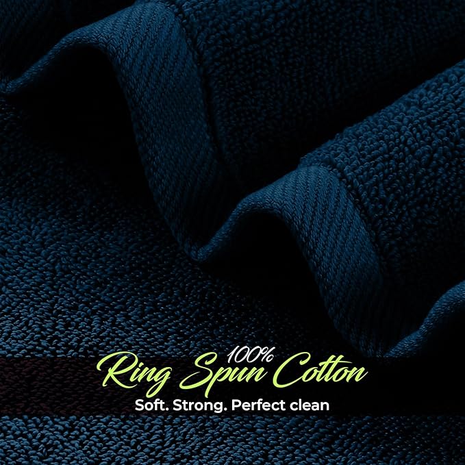 RIVERSIDE 12 Pack Washcloths - 12x12 Inches, 400 GSM, 100% Ring-Spun Cotton - Soft, Absorbent & Durable Face and Body Towels - for Bathroom, Spa, Gym, Makeup Removal & Everyday Use - Blue Opal