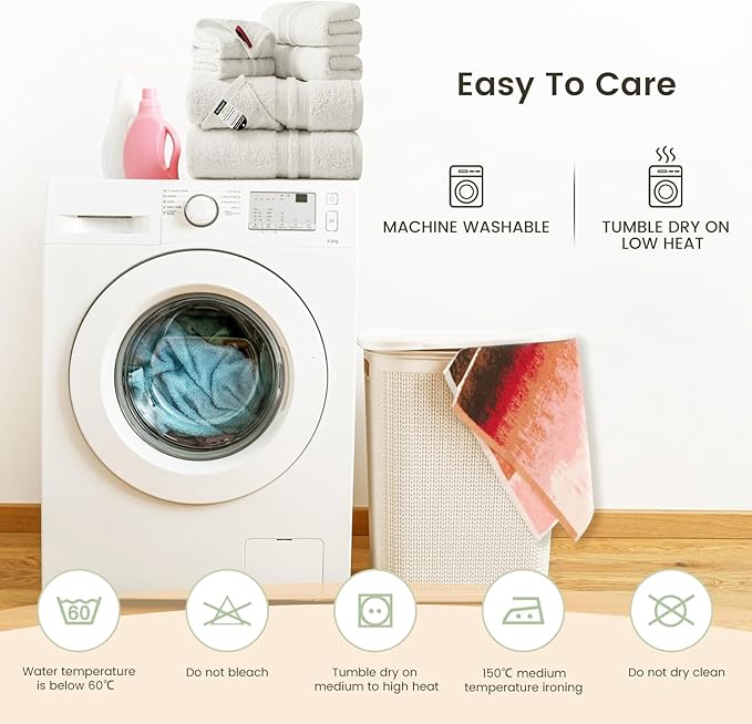 SEMAXE Solid 18-Piece Towel Set, White, 600GSM 100% Cotton, 6 Each of Bath Towel, Hand Towel, and Washcloths, Gift Box Packaging, Hanging Loop Design