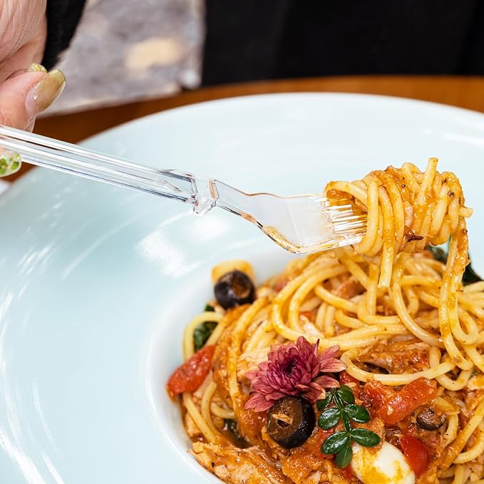 Plastic Forks Heavy Duty, Disposable Clear Silverware Full Size 7.5", Pack of 85