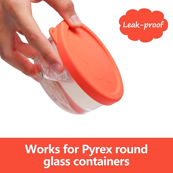 1 Cup Silicone Replacement Lids Storage Cover for Pyrex 7202-PC Glass Bowls (Container not Included) 8 Pack Microwave, Dishwasher and Freezer Safe