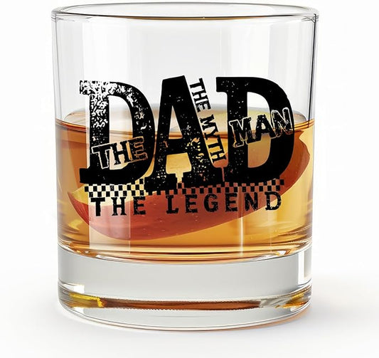 Dad Whiskey Glasses 10 oz, Dad Gifts for Birthday Christmas Father's Day from Daughter Son, The Man The Myth The Legend Father Old Fashioned Rocks Glasses Cup for Men Drinking Bourbon Liquor