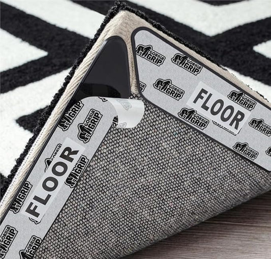 GORILLA GRIP 12 Pc Rug Gripper Pads Keep Area Rugs Corners from Curling, Reusable Double-Sided Stickers Holds Down Carpet in Place, Grips on Tile and Hardwood Floors Helps Prevent Sliding, Home Décor