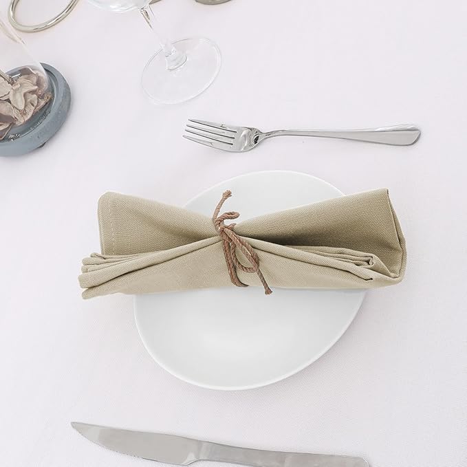 H.VERSAILTEX Cloth Napkins Set of 12 (18" X 18") Linen Textured Dinner Napkins Waterproof Extra Soft Thick Durable Reusable Napkins with Hemmed Edges for Dinners, Weddings and Everyday Use, Taupe