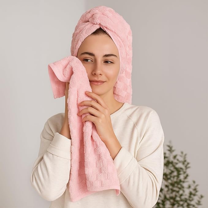 REDKISS Microfiber Bath Towels Set of 4-27x55 Inch Large Waffle Bath Towels for Body, Highly Absorbent, Super Soft, Lint Free Fluffy Shower Towel for Bathroom,Gym, Lightweight Towel Set Pink,Yellow