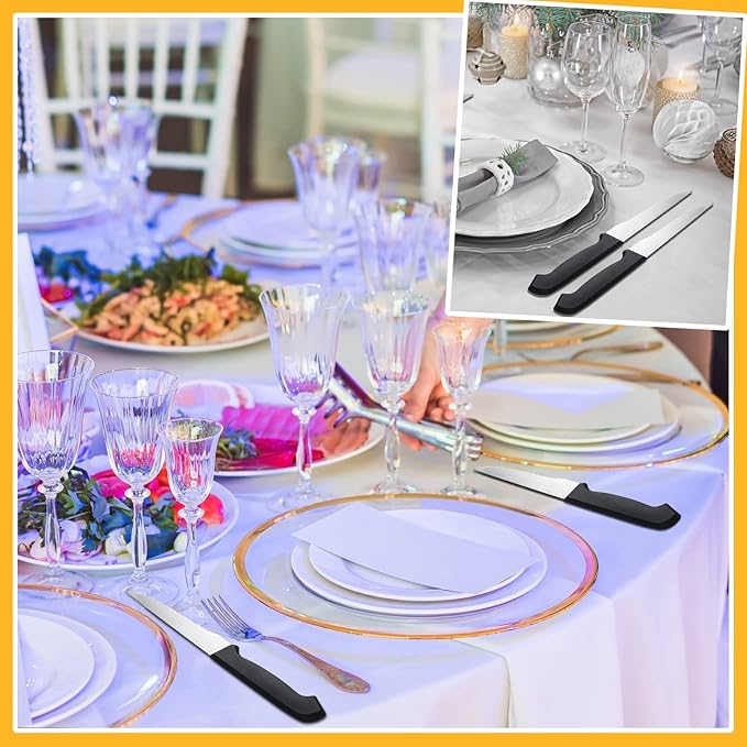 Therwen 50 Pieces 8.8 Inch Serrated Steak Knife Set Pointed Tip Stainless Steel Steak Knife Sharp Blade Flatware for Kitchen Restaurant Camping