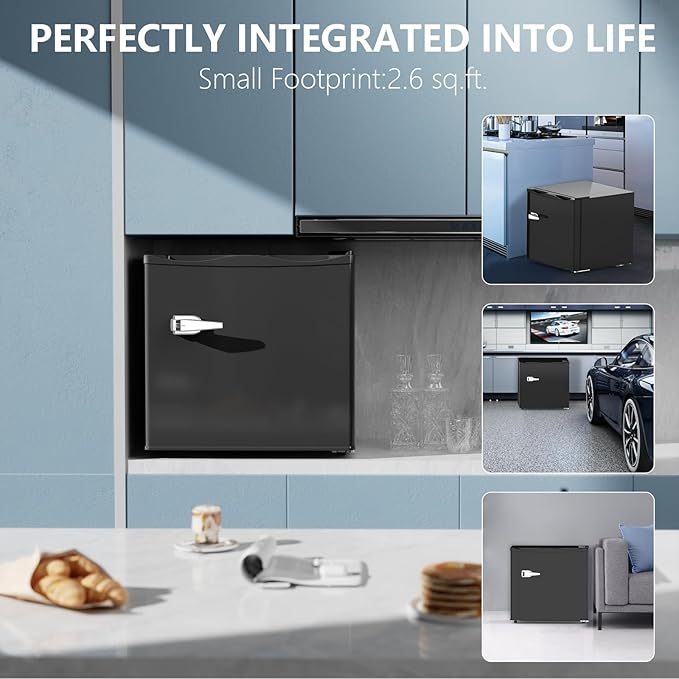 COWSAR 1.2 Cu.Ft Compact Freezer, Upright Freezers with Handle, Removable Shelves, Adjustable Thermostat, Low Noise Stand up Congelador for Dorm, Office, Commercial,Black