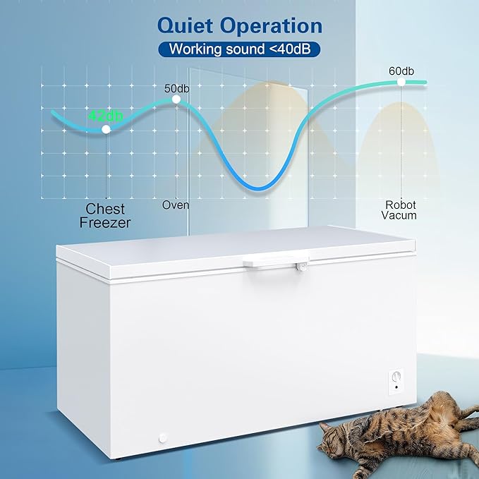 Large Chest Freezer, 14.2 Cu.ft Deep Freezer FreeStanding Top Door Freezer with 8 Adjustable Thermostat (-11.2°F to 10.4°F) and Removable Basket, Universal Wheels, Manual Defrost for Garage, White