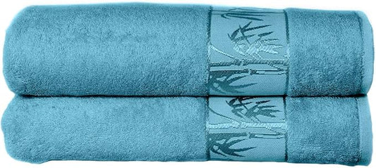 Set of 2 Luxury Super Soft Bath Towels – Premium Viscose Derived from Bamboo & Turkish Cotton for The Ultimate Bath Experie
