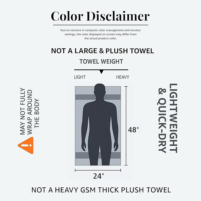 Medium Size Bath Towels Set of 6 – 100% Cotton Terry – 24" x 48" – Quick Dry, Soft & Highly Absorbent – Grey Towels for Bathroom, Gym, Spa, Pool & Daily Use