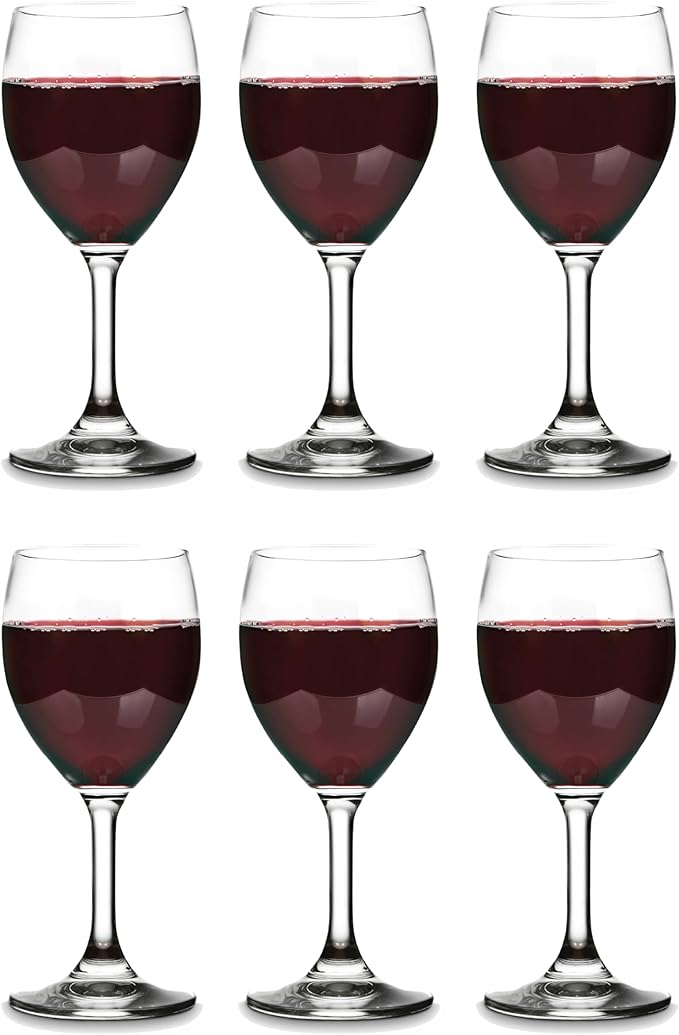 Vikko 11.5 Ounce Wine Glasses, Set of 6 Glasses for Red and White Wine With Stem, Clear Glasses for Wine, Thick and Durable Stemmed Cup