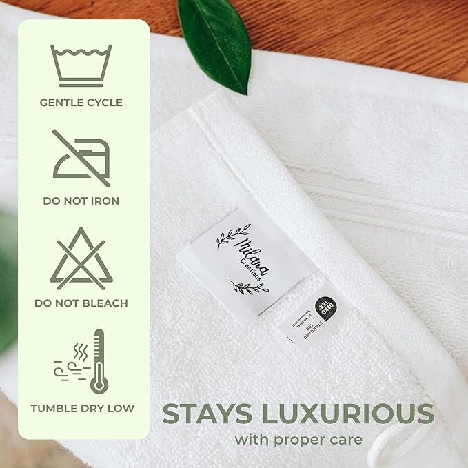 Milara Turkish Super-Plush Bath Towels Set 2-Piece | Premium Cotton Bath Towel Set Absorbent, Durable with Hanging Loops | White Color Turkish Bath Towels, (27 x 54 Inches)