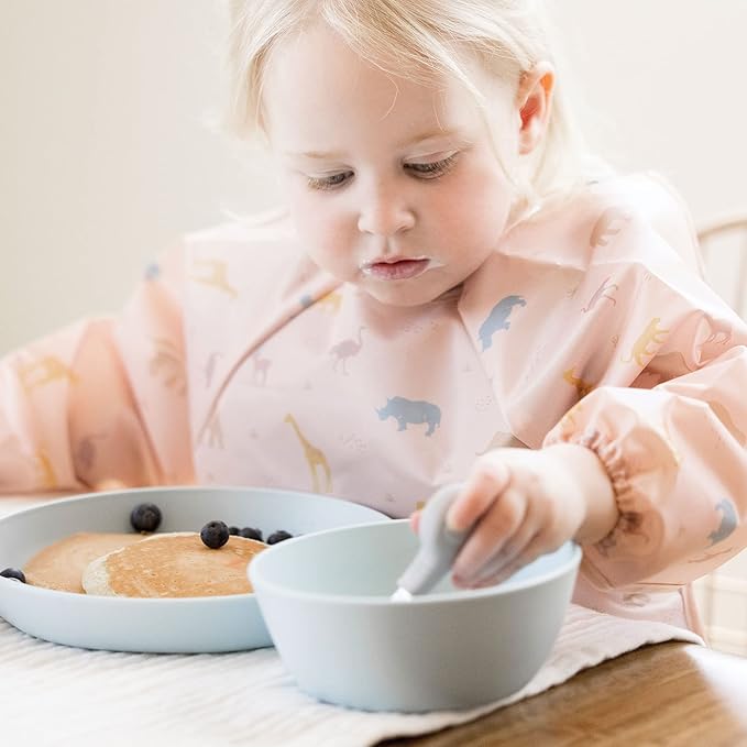 Tiny Twinkle Tableware 3 Pack Dish Set- BPA-Free Cups, Plates and Bowls Sets For Kids and Toddlers - Polypropylene Plastic Dinnerware Set (Sage, Charcoal, IceBlue) Round Bowl