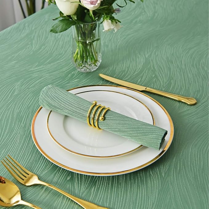 maxmill Jacquard Cloth Napkins 20 x 20 Inch Swirl Pattern Soft Comfortable and Luxury Serviette for Family Dinners Weddings Parties and Banquets Set of 4 Pieces Sage Green