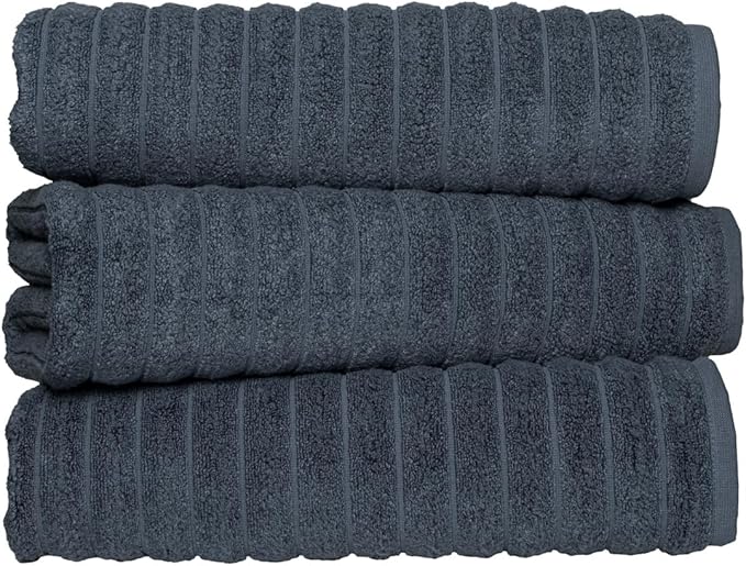 Classic Turkish Towels CTT - Luxury 3 Piece Jumbo Bath Sheets, 100% Turkish Cotton, Absorbent & Ultra Comfy Bath Towel Sheets for Hotels & Spa | 40"x65" (Dark Blue)