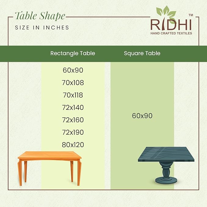 Ridhi Baby Blue Eyes Hand Block Print Cotton Rectangle Tablecloth 90" x 60" inches Reusable Table Cover Decorative Everyday Use for Dining, Farmhouse, Home, Party, Festive, Wedding, Fall