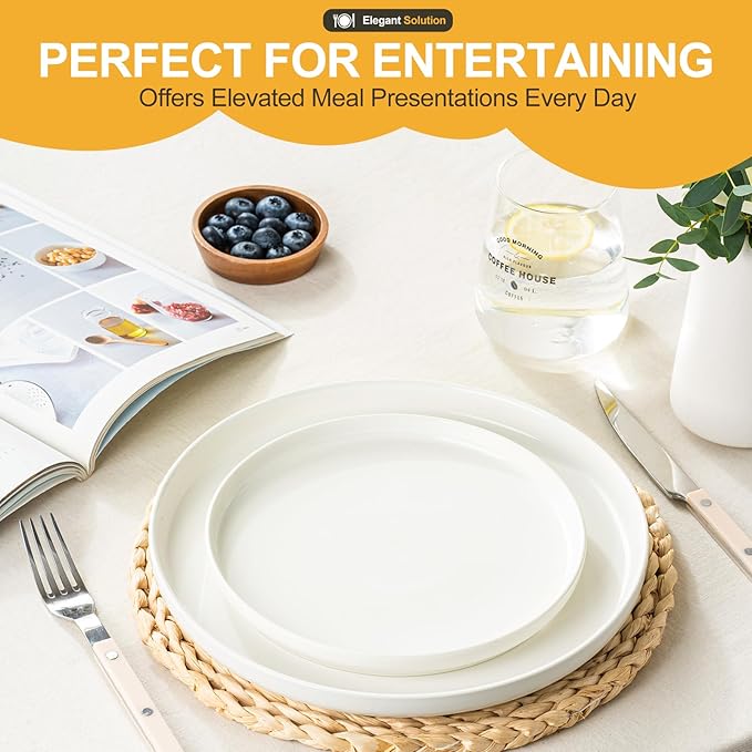 EWFEN Plates and Bowls Sets, 12 Pieces Stoneware Dinnerware Set for 4, Ceramic Dishware Dishes Set, Scratch Resistant Dishes Set, Dishwasher & Microwave Safe