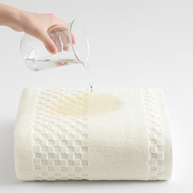 XIQ Bath Sheets 600GSM Combed Cotton Super Soft Luxury Bath Towels Extra Large Shower Towels for Bathroom (Cream, Bath sheets-2PCS)