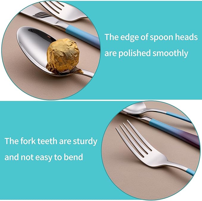 20-Piece Blue and Purple Silverware Set for 4, 18/0 Stainless Steel Flatware Cutlery Utensils Set, Includes Dinner Knives, Forks, Spoons, Salad Forks, Teaspoons, Dishwasher Safe