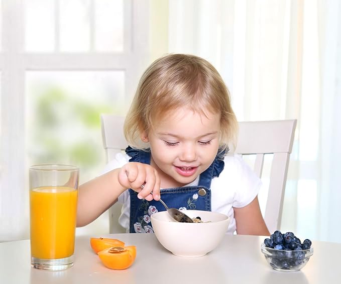 9 Piece Stainless Steel Kids Spoons - Child and Toddler Safe Flatware - Kids Utensil Set - Metal Kid Cutlery Set, Dinner Spoon Set for Dessert - Includes a Total of 9 Small Spoons