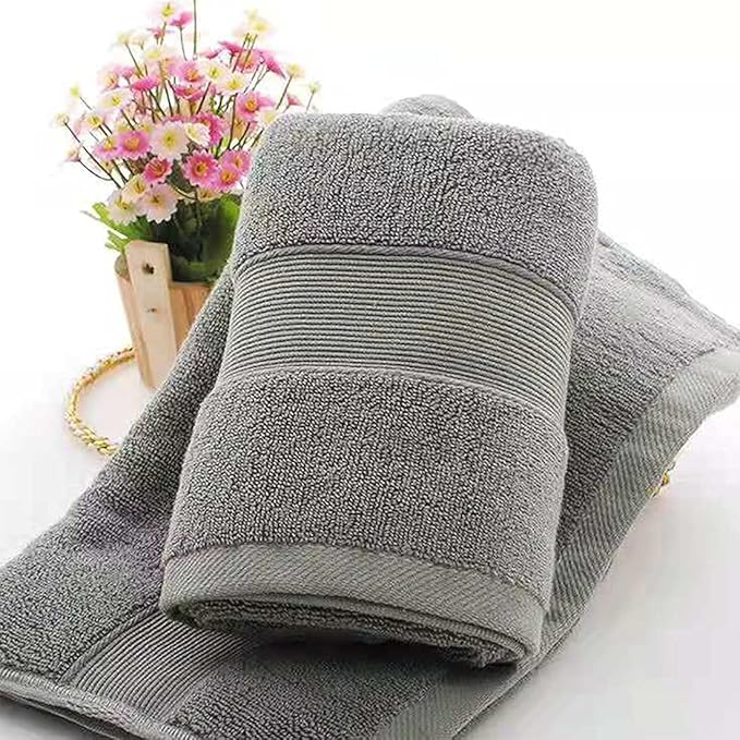 Lchkrep Bathroom Hand Towels (14x30 inch), Home Soft 100% Cotton Super Soft Highly Absorbent Hand Towels for Bath, Hand, Face, Gym and Spa (Gray-2 Pack)
