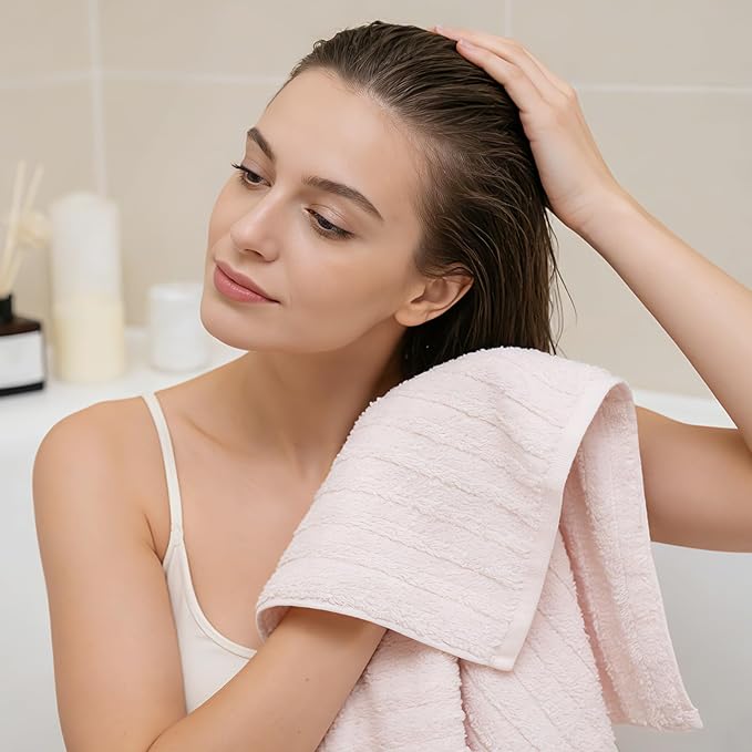 Vie Triomphe Facial Towels Washcloth (Green+Pink+Purple+Blue) Luxury Hand Towels for Bathroom,100% Cotton Quick Dry Absorbent Soft Hand Towel Set 13.38 * 31.49 Inch Wash Clothes