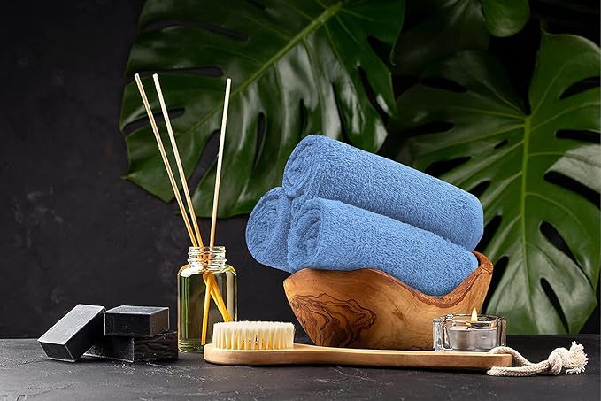 Softolle Salon Towels – Pack of 24 (16"x27") 100% Cotton Ring Spun (Not Bleach Proof) Ultra Soft, Highly Absorbent Hand Towels – Bulk for Spa, Gym & Salon (Electric Blue)