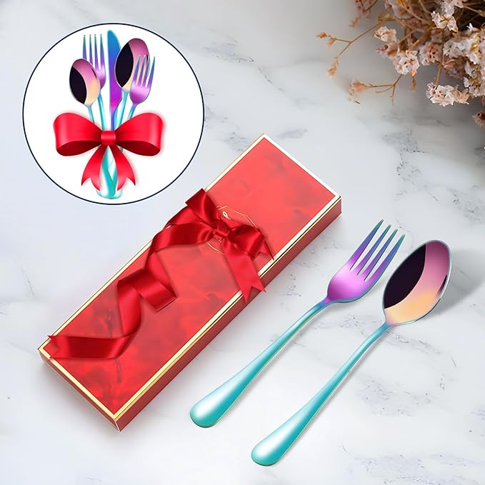 30 Piece Silverware Set, Flatware Cutlery Set for 6, 18/0 Stainless Steel Silverware, Durable Home Kitchen Eating Tableware Set,Restaurant, Wedding, Party,Dishwasher Safe