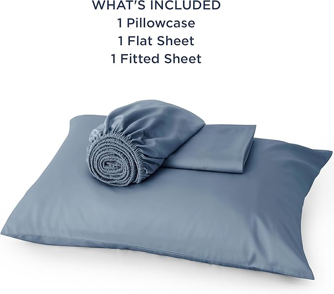 Bedsure Cooling Sheets Twin, Rayon Derived from Bamboo, Breathable & Soft Twin Sheets Set, Deep Pocket Up to 16 Inches, Hotel Luxury Silky Bedding for Hot Sleepers, Dusty Blue