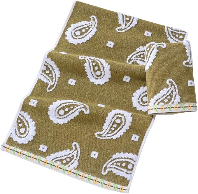 sense gnosis Brown Hand Towels Set of 2 Super Soft 100% Cotton Absorbent Paisley Pattren Jacquard White Terry Double-Sided Bath Hand Towels for Bathroom Decorative Gym Camping, 13 x 29 inch