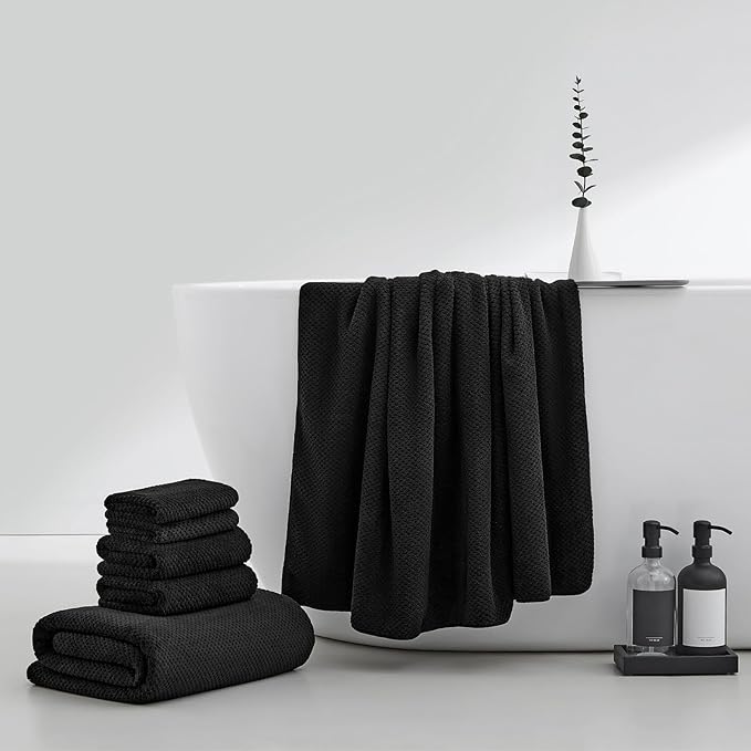 Oversized Bath Towels Extra Large 40x80 Inches Bath Sheets for Adults Super Soft Quick Dry Highly Absobent Microfiber Shower Towels (2 Piece, Black)