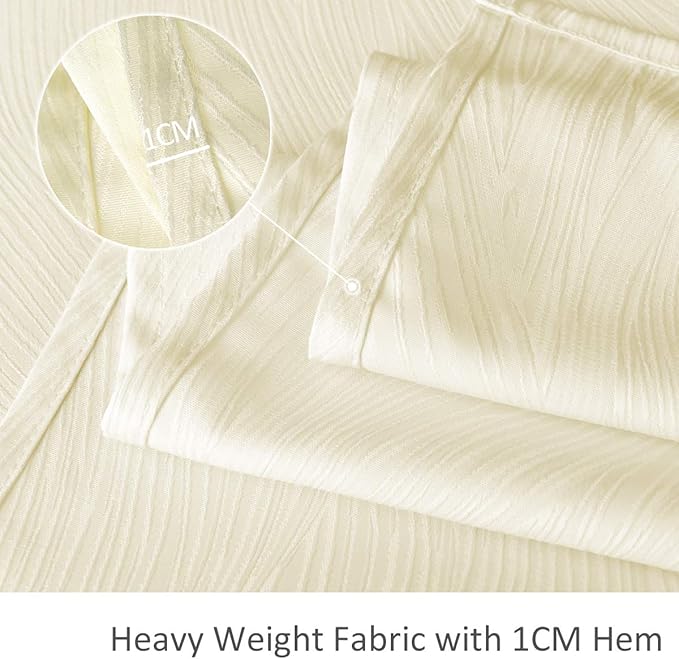 maxmill Jacquard Table Cloth Waving Pattern Water Proof Wrinkle Free Heavy Weight Soft Tablecloth Decorative Fabric Table Cover for Outdoor and Indoor Use Rectangular 60 x 104 Inch Ivory