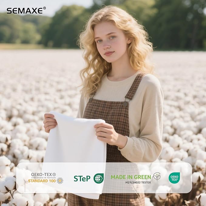 SEMAXE 100% Cotton Hand Towel for Bathroom, White Hand Towels with Hanging Loops, Hotel Spa Quality Absorbent Towels, 27" L x 16" W, 4 Pack Hand Towels, Gift Box Packaging